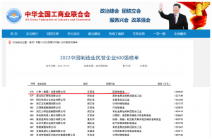 仁和連續(xù)五年入圍中國民營企業(yè)制造業(yè)500強榜單